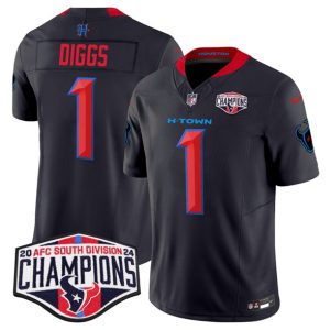 Houston Texans #1 Stefon Diggs Navy 2nd Alternate F.U.S.E. 2024 AFC South Division Champions Vapor Limited Stitched Jersey