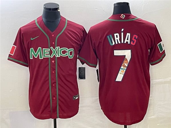 Mexico #7 Julio Ur¨ªas Red 2023 World Classic Stitched Jersey
