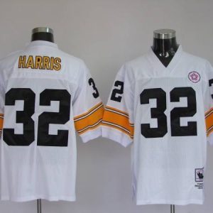 Mitchell Ness Steelers #32 Franco Harris White Stitched Throwback Jersey