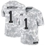 Kansas City Chiefs #1 Xavier Worthy Arctic Camo 2024 F.U.S.E. Salute To Service Limited Stitched Jersey