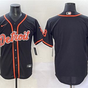 Detroit Tigers Blank Black With Patch Cool Base Stitched Jersey