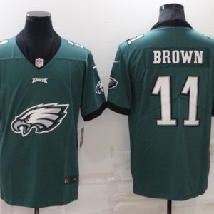 Philadelphia Eagles #11 A. J. Brown Green Team Big Logo Limited Stitched Jersey