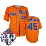 Mets #45 Zack Wheeler Orange Los Mets Cool Base W 2015 World Series Patch Stitched Jersey
