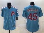 Philadelphia Phillies #45 Zack Wheeler Blue Cool Base Stitched Jersey