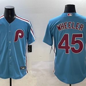 Philadelphia Phillies #45 Zack Wheeler Blue Cool Base Stitched Jersey