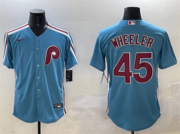 Philadelphia Phillies #45 Zack Wheeler Blue Cool Base Stitched Jersey