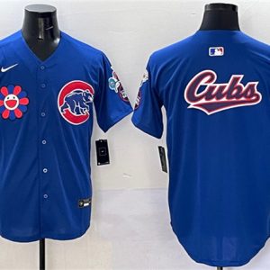 Chicago Cubs Team Big Logo Royal 2025 Tokyo Series Limited Stitched Jersey