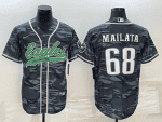 Philadelphia Eagles #68 Jordan Mailata Grey Camo With Patch Cool Base Stitched Baseball Jersey
