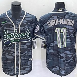 Seattle Seahawks #11 Jaxon Smith-Njigba Grey With Patch Cool Base Stitched Jersey