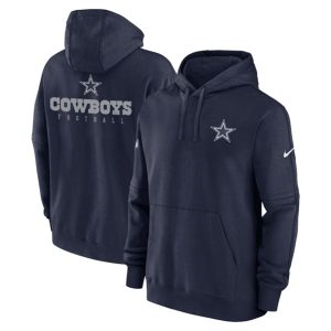 Dallas Cowboys Navy Sideline Club Fleece Pullover Hoodie