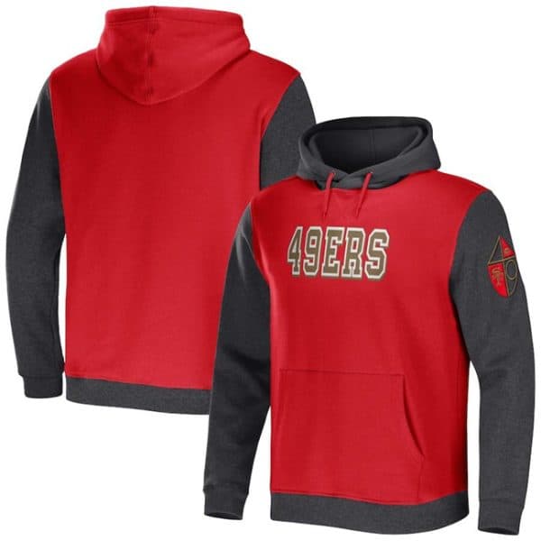 San Francisco 49ers X Darius Rucker Collection Scarlet Charcoal Colorblock Pullover Hoodie