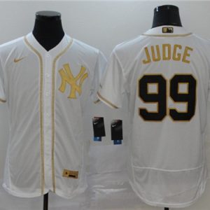 New York Yankees #99 Aaron Judge White Golden Flex Base Stitched Jersey