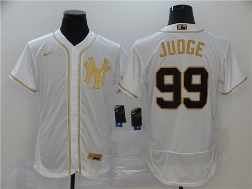 New York Yankees #99 Aaron Judge White Golden Flex Base Stitched Jersey