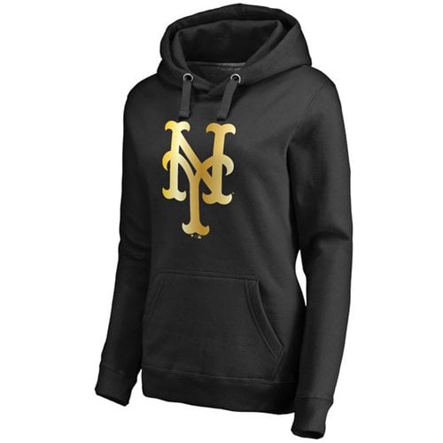 New York Mets Gold Collection Pullover Hoodie Black