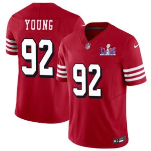 San Francisco 49ers #92 Chase Young Red 2023 F.U.S.E. NFC West Champions Patch Alternate Stitched Jersey