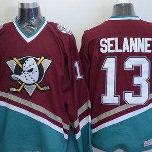 Ducks #13 Teemu Selanne Red CCM Throwback Stitched Jersey