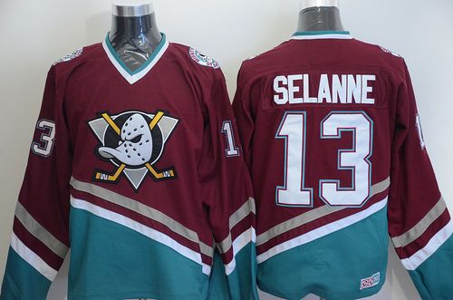 Ducks #13 Teemu Selanne Red CCM Throwback Stitched Jersey