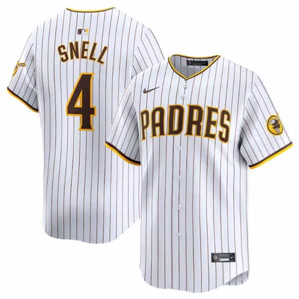 San Diego Padres #4 Blake Snell White 2024 Home Limited Stitched Jersey
