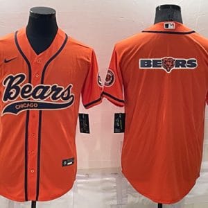 Chicago Bears Orange Team Big Logo With Patch Cool Base Stitched Baseball Jersey