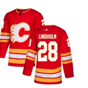 Calgary Flames #28 Elias Lindholm Red Stitched Jersey