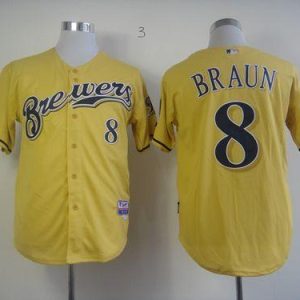 Brewers #8 Ryan Braun Yellow Alternate Cool Base Stitched Jersey
