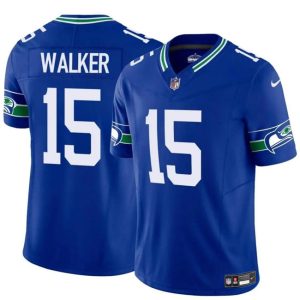 Seattle Seahawks #15 P.J. Walker Royal 2024 F.U.S.E Throwback Vapor Limited Stitched Jersey