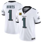 Philadelphia Eagles #1 Jalen Jurts White 2025 F.U.S.E. With 4-Star C Patch Vapor Untouchable Limited Stitched Jersey