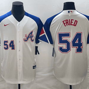 Atlanta Braves #54 Max Fried White 2023 City Connect Cool Base With Patch Stitched Jersey