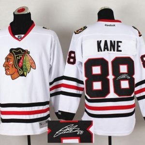 Blackhawks #88 Patrick Kane White Autographed Stitched Jersey