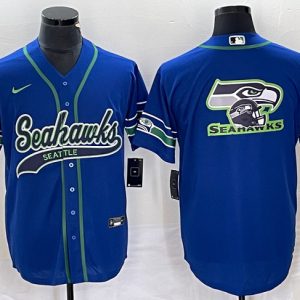 Seattle Seahawks Royal Throwback Team Big Logo Cool Base Stitched Jersey