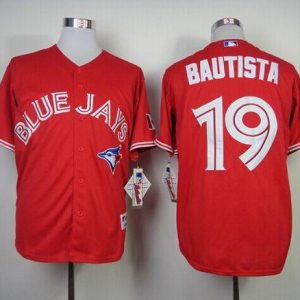 Blue Jays #19 Jose Bautista Red Canada Day Stitched Jersey