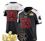 San Francisco 49ers #23 Christian McCaffrey Black White 2024 F.U.S.E. Super Bowl LVIII Patch Alternate Vapor Limited Stitched Jersey