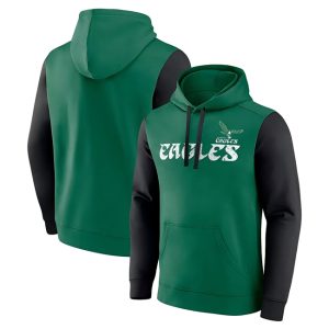 Philadelphia Eagles Kelly Green Black Fleece Pullover Hoodie
