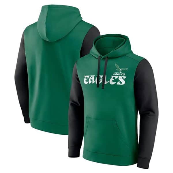 Philadelphia Eagles Kelly Green Black Fleece Pullover Hoodie