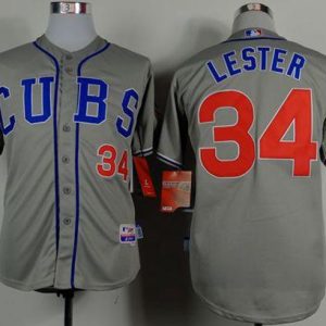 Cubs #34 Jon Lester Grey Cool Base Stitched Jersey