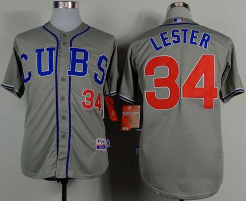 Cubs #34 Jon Lester Grey Cool Base Stitched Jersey