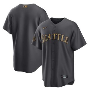 Seattle Mariners Blank Charcoal 2022 All-Star Cool Base Stitched Jersey