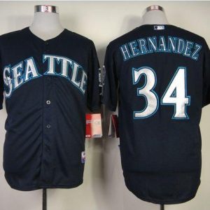 Mariners #34 Felix Hernandez Navy Blue Cool Base Stitched Jersey