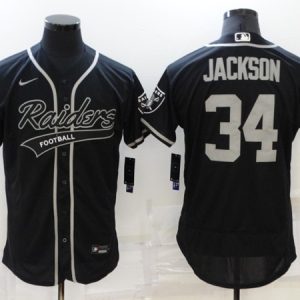 Las Vegas Raiders #34 Bo Jackson Black Flex Base Stitched Jersey