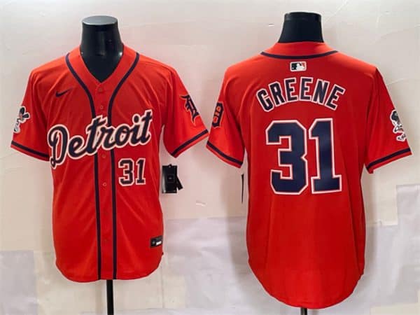 Detroit Tigers #31 Riley Greene Orange With Patch Vapor Premier Limited Stitched Jersey
