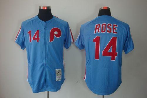 Mitchell And Ness Phillies #14 Rose Blue Stitched Throwback Jersey