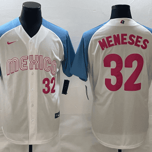 Mexico #32 Joey Meneses 2023 White Blue World Classic Stitched Jersey