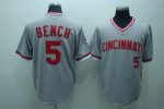 Mitchell And Ness Reds #5 Johnny Bench Stitched Grey Throwback Jersey