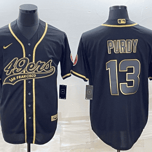 San Francisco 49ers #13 Brock Purdy Black Gold With Patch Cool Base Stitched Baseball Jersey