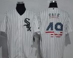 White Sox #49 Chris Sale White(Black Strip) USA Flag Fashion Stitched Jersey