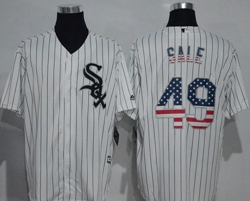 White Sox #49 Chris Sale White(Black Strip) USA Flag Fashion Stitched Jersey