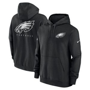 Philadelphia Eagles Black Sideline Club Fleece Pullover Hoodie