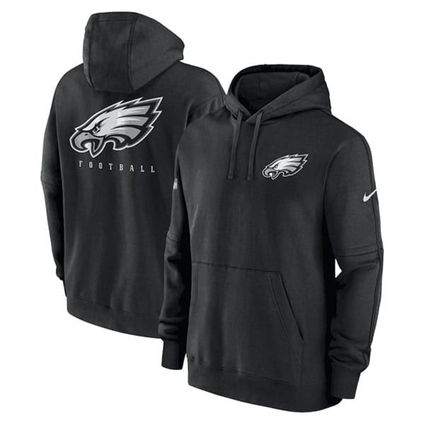 Philadelphia Eagles Black Sideline Club Fleece Pullover Hoodie