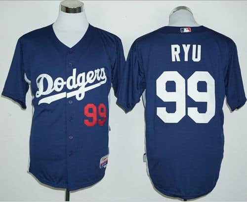 Dodgers #99 Hyun-Jin Ryu Navy Blue Cooperstown Stitched Jersey