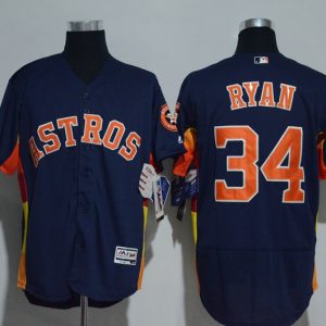 Houston Astros #34 Nolan Ryan Majestic Alternate Navy Flex Base Authentic Collection Stitched Jersey